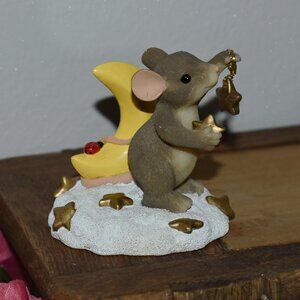 Vintage Fitz and Floyd Charming Tails Mouse Star Moon Figurine Collectable Decor
